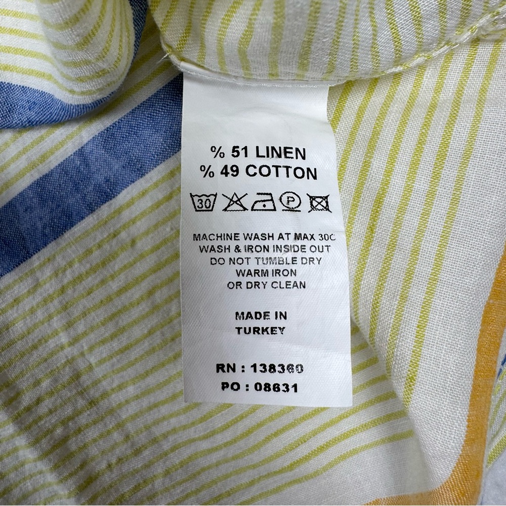 32 Bar Blues‎ Men’s XL Linen Cotton Striped Short Sleeve Shirt - Picture 6 of 10